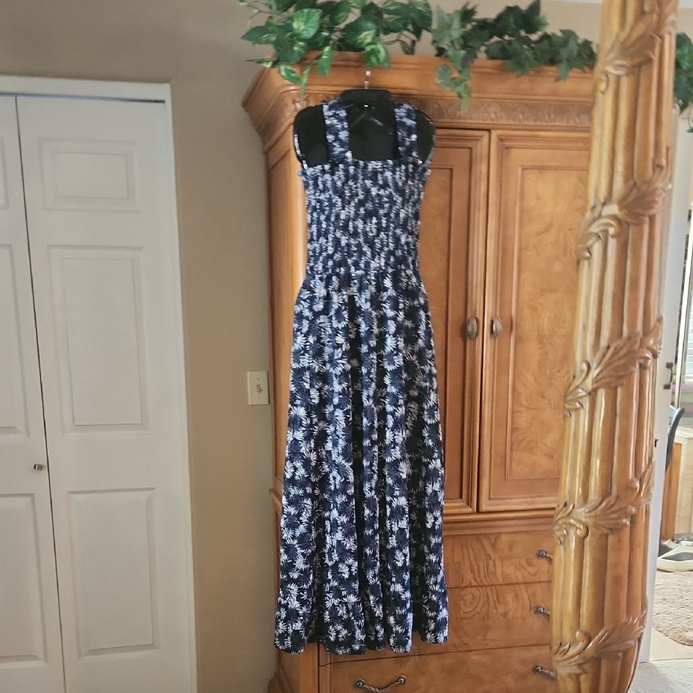 Michael Kors Blue and White Sleeveless Sundress